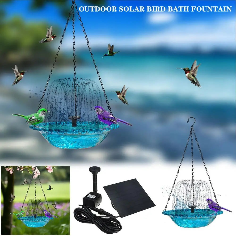 Bird Bath With Solar Powered Water Fountain